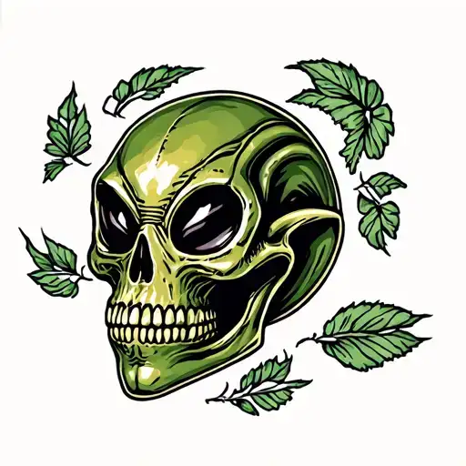 alien skull tattoo design idea