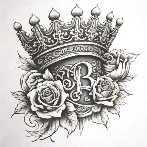 Roman Number I + Crown Victoria P71 destroyed tattoo design idea