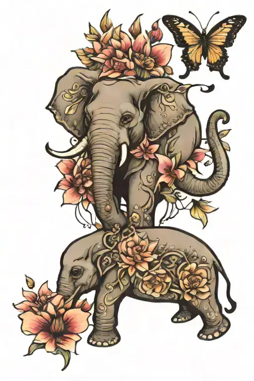 elephant lotus butterfly tattoo design tattoo design idea