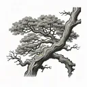 oak tree with Allison carved on trunk tattoo design idea