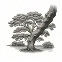 oak tree with Allison carved on trunk tattoo design idea