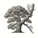 oak tree with Allison carved on trunk tattoo design idea