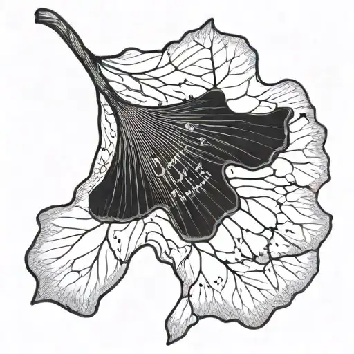 ginkgo leaf with writing poetry tattoo design idea