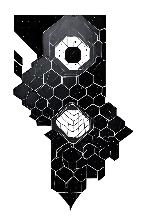 geometric honeycomb tattoo cyber themed tattoo tattoo design idea