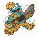 Cookie Monster with gun  tattoo design idea
