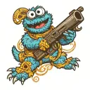 Cookie Monster with gun  tattoo design idea