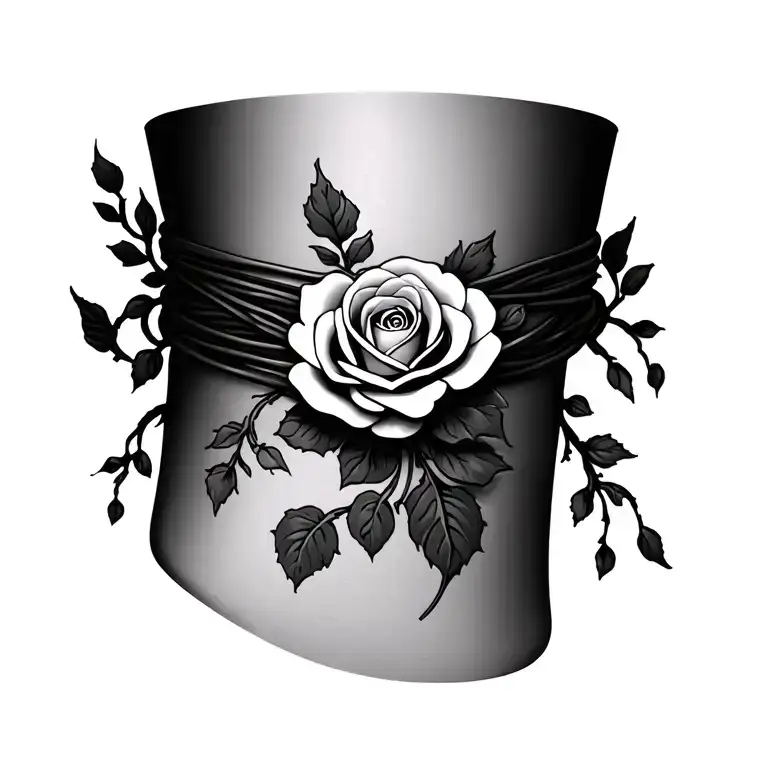 vine and rose ankle bracelet tattoo design idea