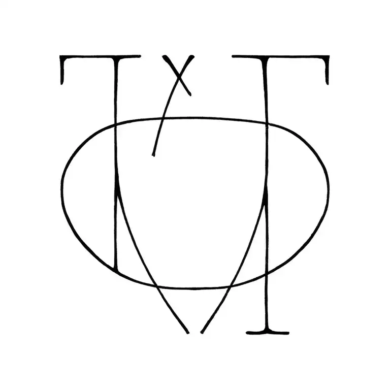 T and W overlapping each other tattoo design idea