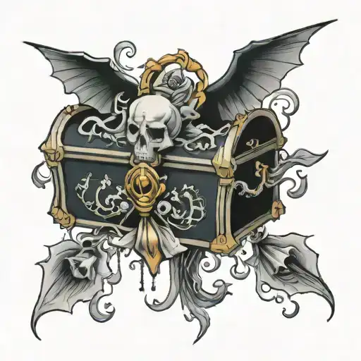 spooky chest feminine black tattoo design idea