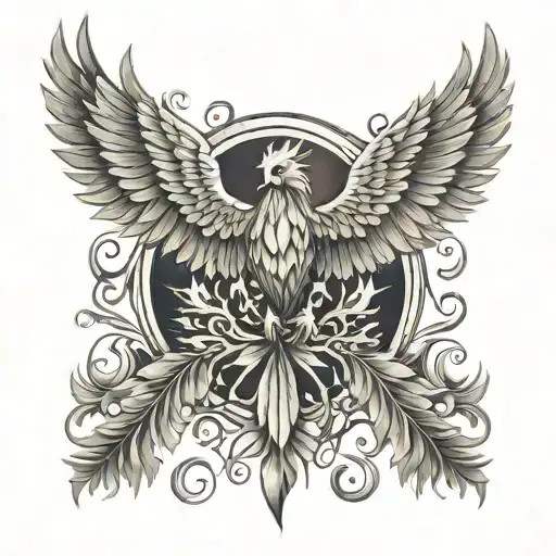 Phoenix flying tattoo design idea