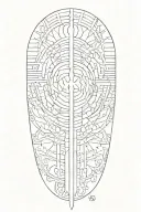 thin lines going vertical down upper arm tattoo design idea