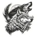 spirit eagle and spirit wolf howling at the moon tattoo design idea