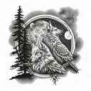 spirit eagle and spirit wolf howling at the moon tattoo design idea