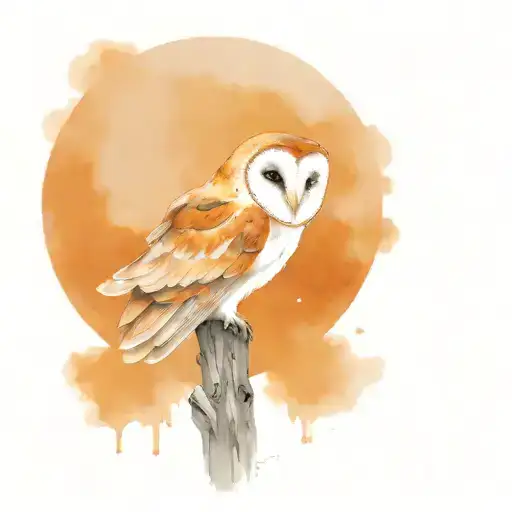 Barn owl perched in front of the moon tattoo design idea