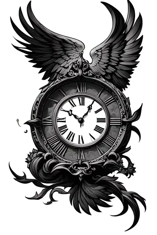 that has a clock that goes all the way up to 5 in roman numerals the represents family  tattoo design idea