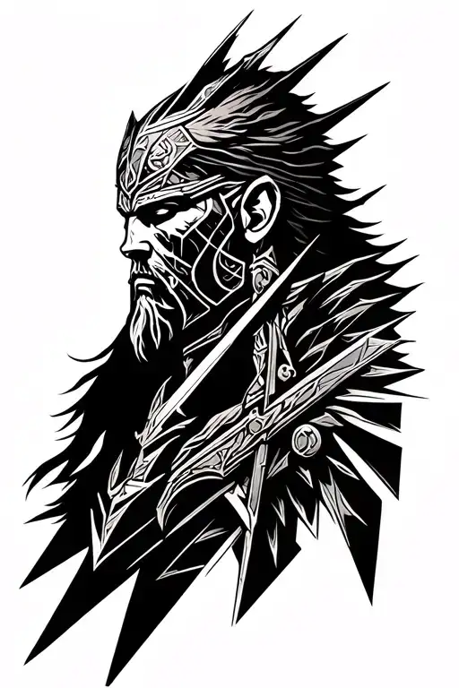 ares god of war, lines geometrical desing, calculation  tattoo design idea