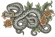 skeletonized snake slithering tattoo design idea
