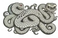 skeletonized snake slithering tattoo design idea