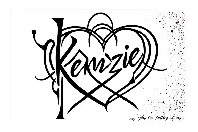 "Kenzie" heart intertwined tattoo design idea