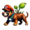 Super mario walking  an american pitbull terrier and carnivorous plant tattoo design idea