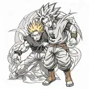 naruto design and goku turning super saiyan tattoo design idea