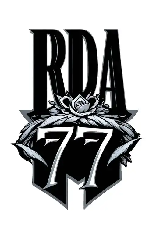 letters RDA and 777 tattoo design idea