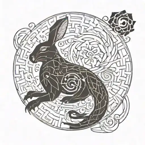 Rabbit and dragon ying yang tattoo design idea