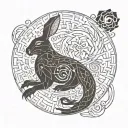 Rabbit and dragon ying yang tattoo design idea