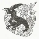 Rabbit and dragon ying yang tattoo design idea