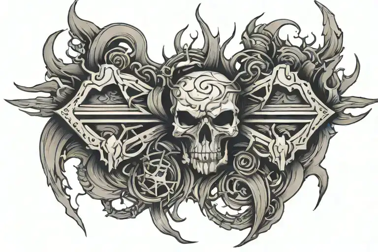 Chevy bowtie and barbwire turns into smoke tattoo design idea