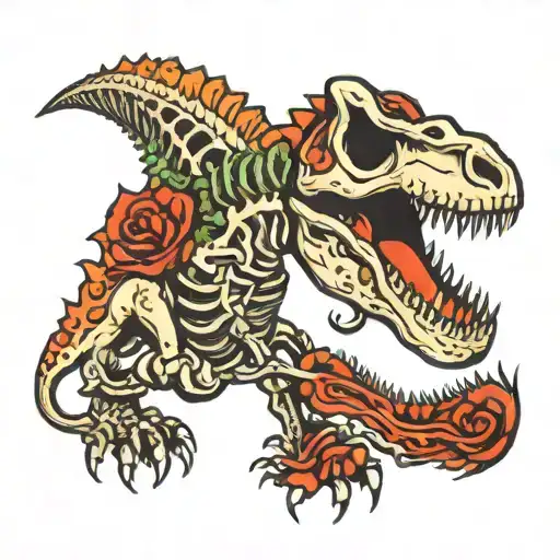 dinosaur skeleton tattoo design idea