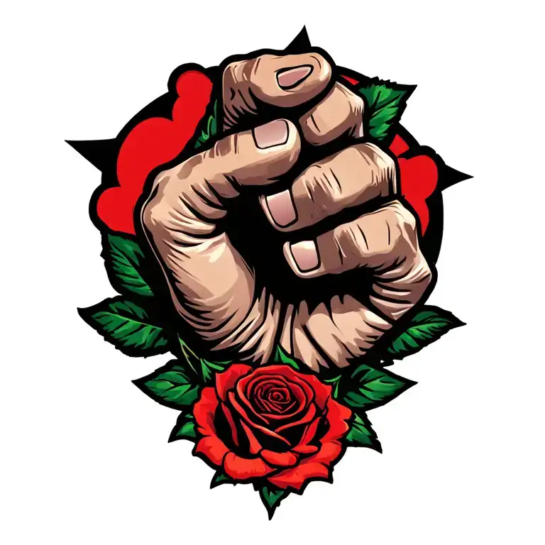 Socialist fist and rose tattoo tattoo design idea