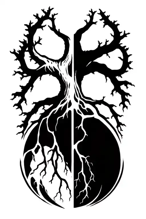 tree of life thats dead with roots tattoo design idea