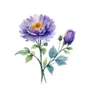 violet and crysanthemum tattoo design idea