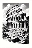 Roman colosseum and Pantheon overlooking Mount tattoo design idea