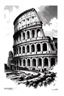 Roman colosseum and Pantheon overlooking Mount tattoo design idea