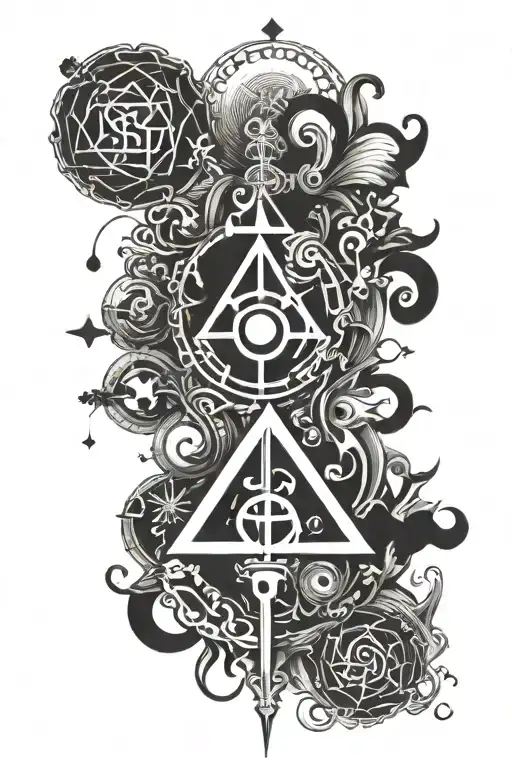 god symbol in alchemy tattoo design idea