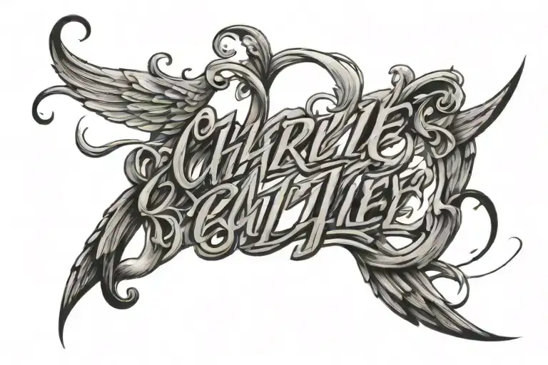 the name Charlie Bailey in fine writing, very simple  tattoo design idea