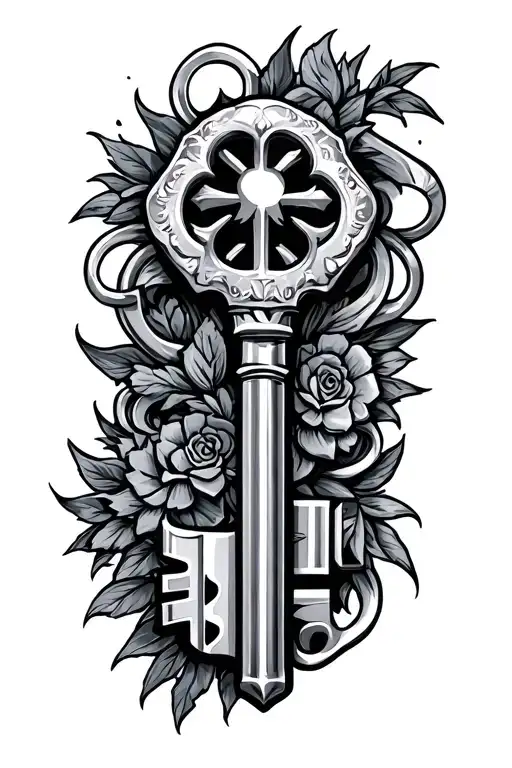 Bar key tattoo design idea