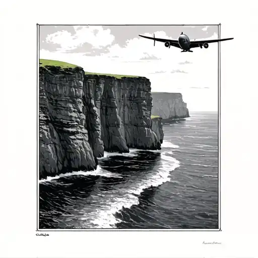 window airplane fines lines cliffs of moher inside tattoo design idea