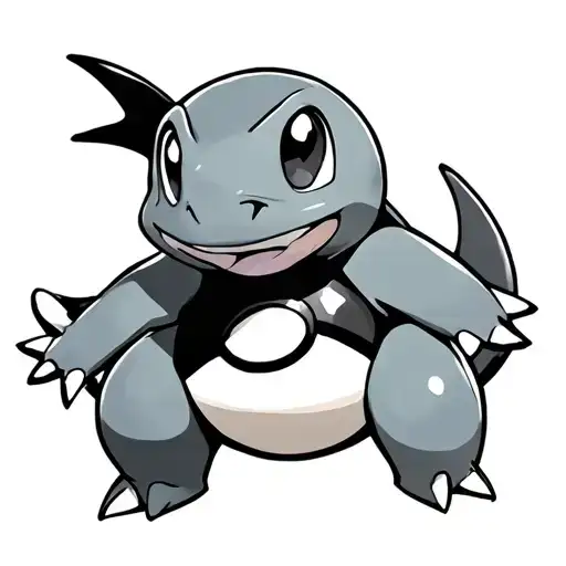 pokemon squirtle standing infront of a pokeball tattoo design idea