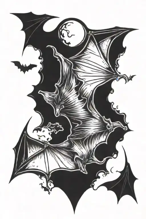 bat hanging upside down tattoo design idea