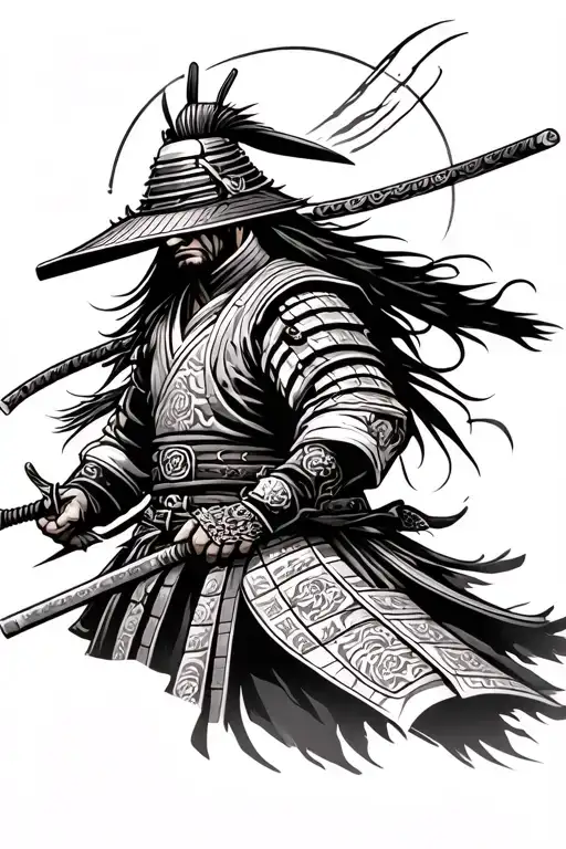 samurai warrior with Japanese style tattoo tattoo design idea