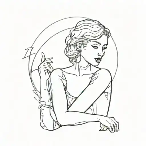 brave woman posing tattoo design idea