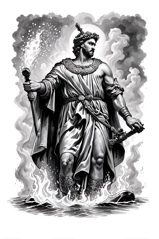 st florian putting water on fire tattoo design idea