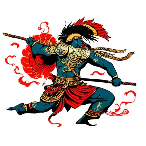 Spartan warrior battling tattoo design idea