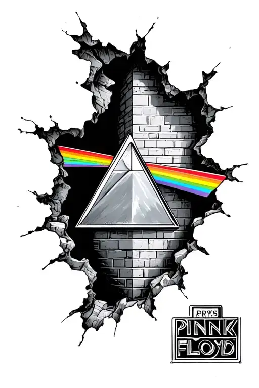 pink floyd prism in brickwall hole tattoo design idea