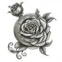 half a clock face tattoo with a rose tattoo design idea