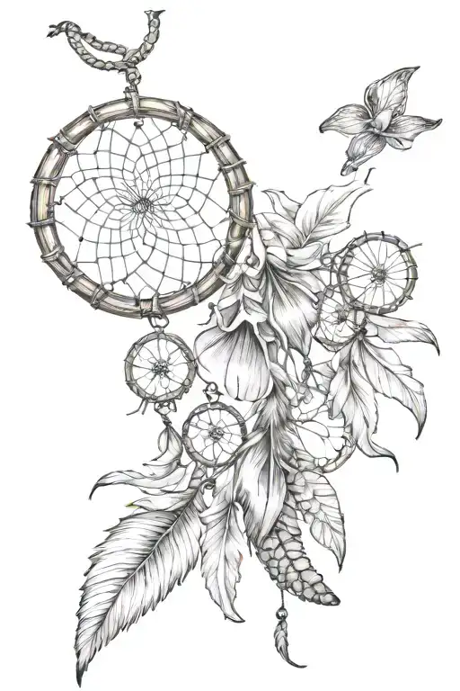 sea shell dreamcatcher tattoo design idea