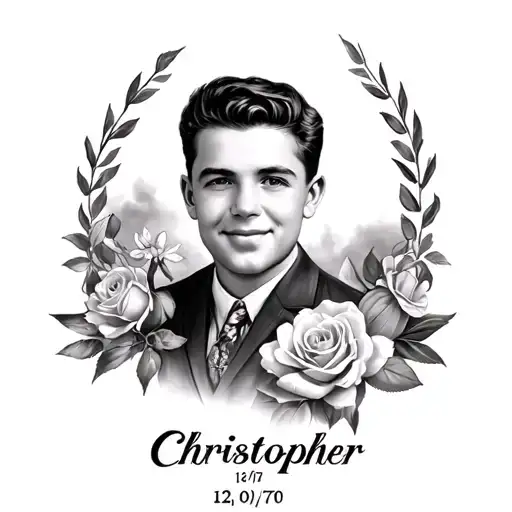 for a passed away family member with date 12/01/70 and name christopher tattoo design idea